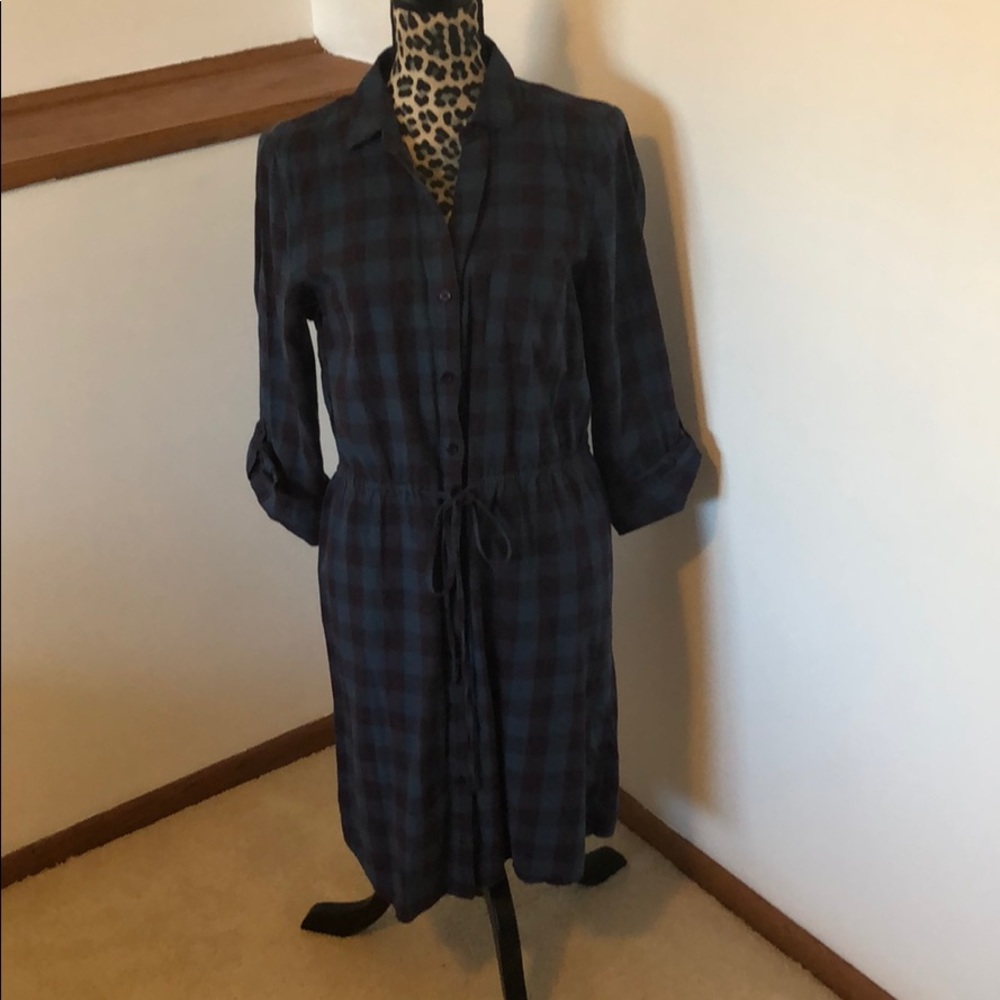 The Limited Plaid button up shirt dress